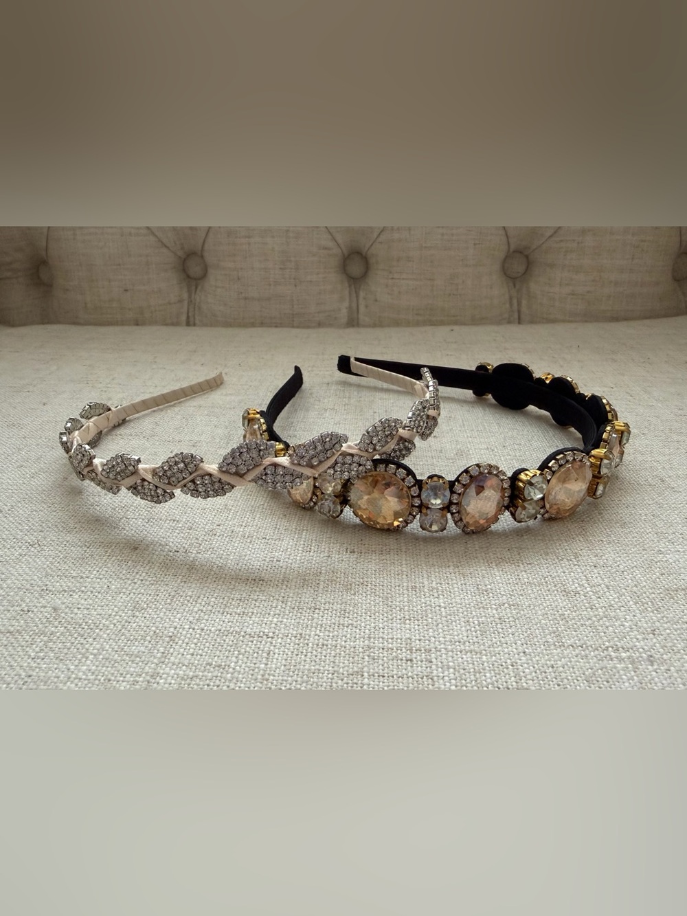 Rhinestone Embellished Gold & Ivory Headbands